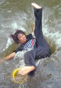 falling into a lake fully clothed